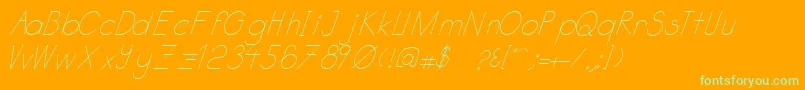 Katabidalanitalic-Schriftart – Grüne Schriften auf orangefarbenem Hintergrund