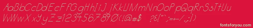 フォントKatabidalanitalic – 赤い背景に緑の文字