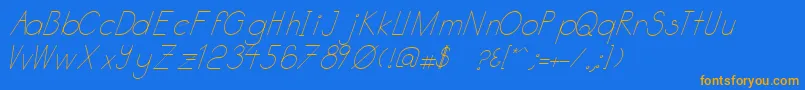 Katabidalanitalic-Schriftart – Orangefarbene Schriften auf blauem Hintergrund