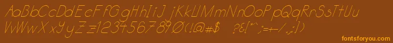 Katabidalanitalic-Schriftart – Orangefarbene Schriften auf braunem Hintergrund