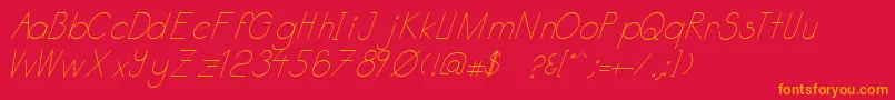 Katabidalanitalic-Schriftart – Orangefarbene Schriften auf rotem Hintergrund