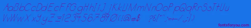 Katabidalanitalic-Schriftart – Violette Schriften auf blauem Hintergrund