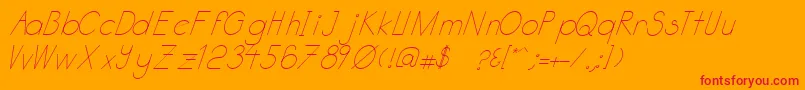 Katabidalanitalic-Schriftart – Rote Schriften auf orangefarbenem Hintergrund