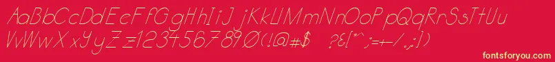 Fonte Katabidalanitalic – fontes amarelas em um fundo vermelho