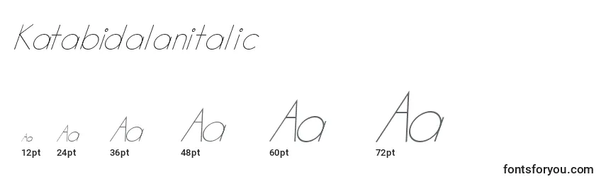 Размеры шрифта Katabidalanitalic