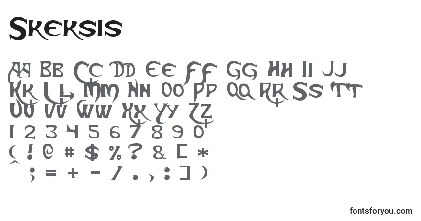 Schriftart Skeksis – Alphabet, Zahlen, spezielle Symbole