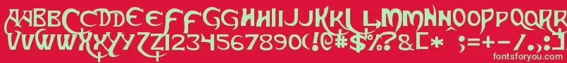 フォントSkeksis – 赤い背景に緑の文字