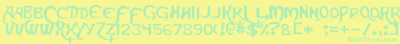 Skeksis Font – Green Fonts on Yellow Background