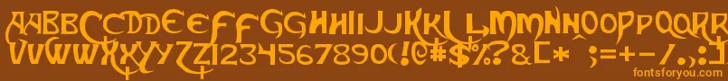 Skeksis Font – Orange Fonts on Brown Background