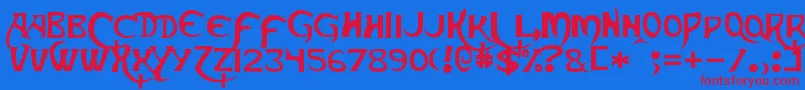 Skeksis Font – Red Fonts on Blue Background