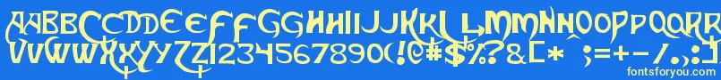 Skeksis Font – Yellow Fonts on Blue Background