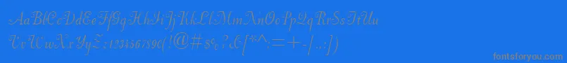 DorchesterScriptMt-Schriftart – Graue Schriften auf blauem Hintergrund