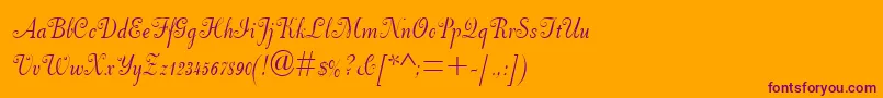 Police DorchesterScriptMt – polices violettes sur fond orange