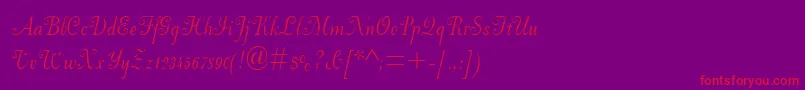 DorchesterScriptMt Font – Red Fonts on Purple Background