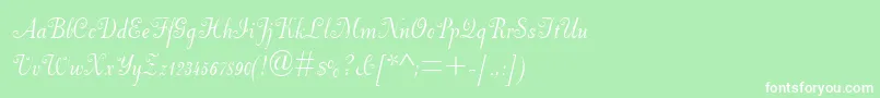 DorchesterScriptMt-fontti – valkoiset fontit vihreällä taustalla