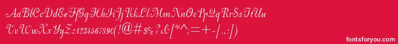 DorchesterScriptMt-Schriftart – Weiße Schriften auf rotem Hintergrund