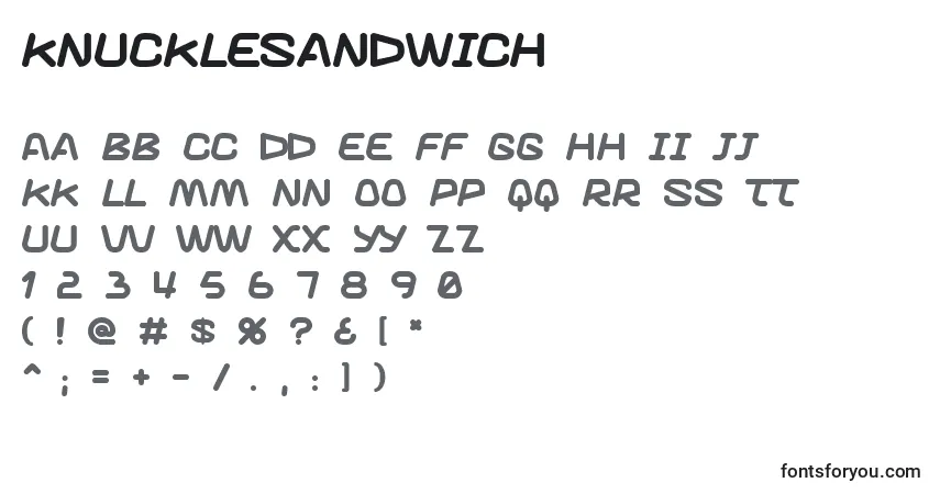 Schriftart Knucklesandwich – Alphabet, Zahlen, spezielle Symbole