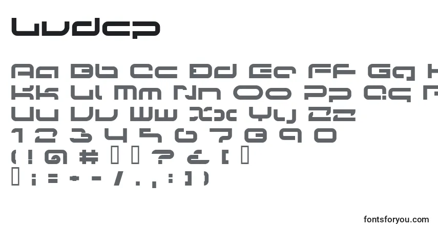 Schriftart Lvdcp – Alphabet, Zahlen, spezielle Symbole