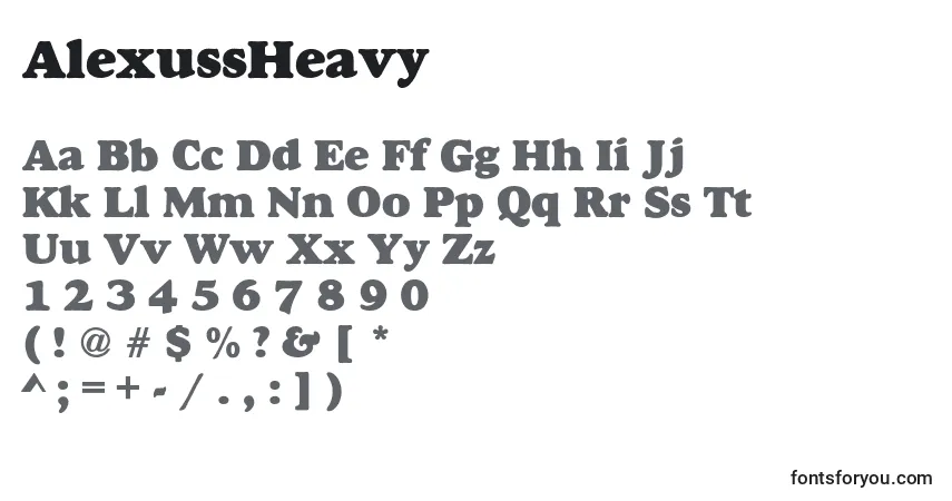 Czcionka AlexussHeavy – alfabet, cyfry, specjalne znaki