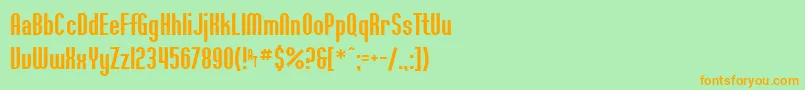 フォントFt36 – オレンジの文字が緑の背景にあります。