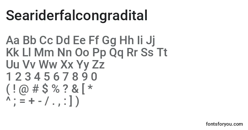 Czcionka Seariderfalcongradital – alfabet, cyfry, specjalne znaki