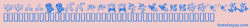 フォントKrLotsOfHolly – ピンクの背景に青い文字