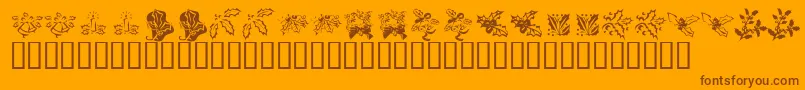 Fonte KrLotsOfHolly – fontes marrons em um fundo laranja