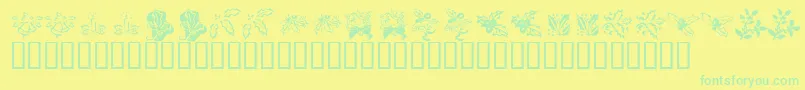 フォントKrLotsOfHolly – 黄色い背景に緑の文字