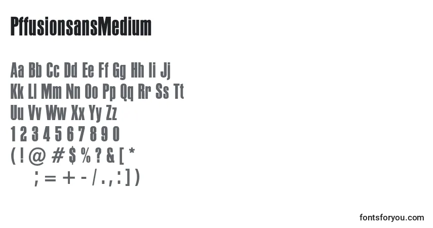Czcionka PffusionsansMedium – alfabet, cyfry, specjalne znaki