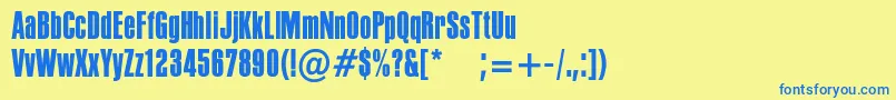 フォントPffusionsansMedium – 青い文字が黄色の背景にあります。