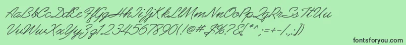 フォントAbrazoScriptSsiItalic – 緑の背景に黒い文字