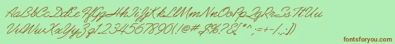 Police AbrazoScriptSsiItalic – polices brunes sur fond vert