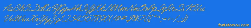 AbrazoScriptSsiItalic Font – Orange Fonts on Blue Background