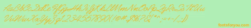 AbrazoScriptSsiItalic Font – Orange Fonts on Green Background