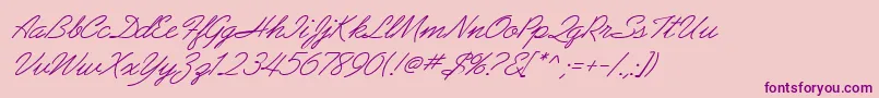 フォントAbrazoScriptSsiItalic – ピンクの背景に紫のフォント