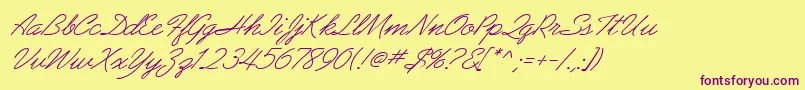 Police AbrazoScriptSsiItalic – polices violettes sur fond jaune