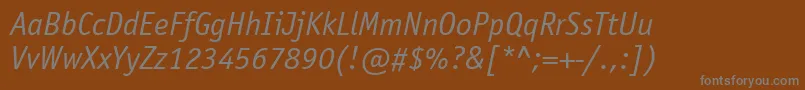 Шрифт ItcOfficinaSansLtBookItalic – серые шрифты на коричневом фоне
