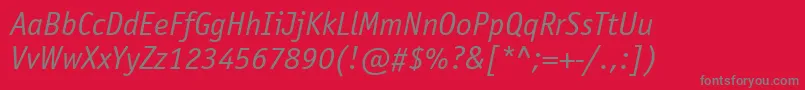 Fonte ItcOfficinaSansLtBookItalic – fontes cinzas em um fundo vermelho