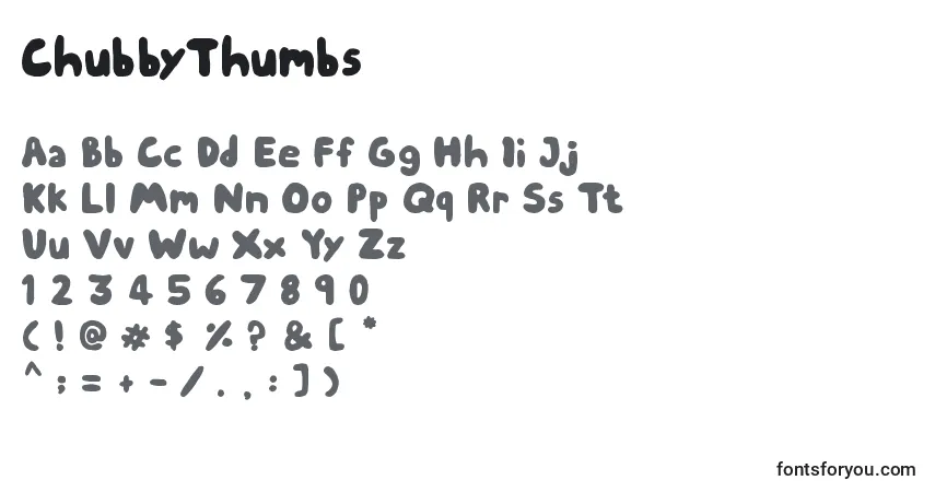 Czcionka ChubbyThumbs – alfabet, cyfry, specjalne znaki