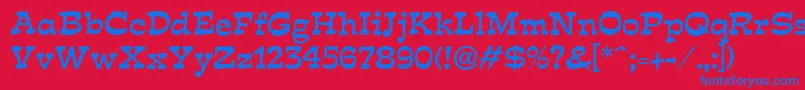 EstraldbNormal-Schriftart – Blaue Schriften auf rotem Hintergrund