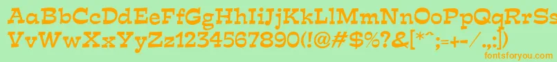 フォントEstraldbNormal – オレンジの文字が緑の背景にあります。