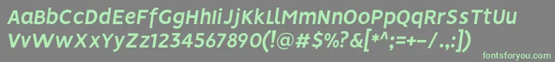 VisionBolditalic-fontti – vihreät fontit harmaalla taustalla