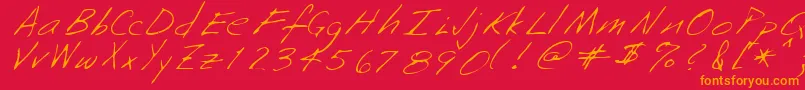 NeenahRegular-Schriftart – Orangefarbene Schriften auf rotem Hintergrund