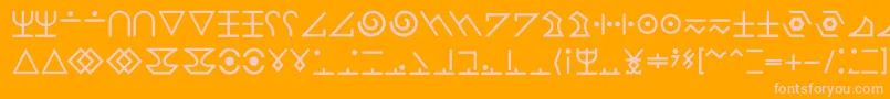 Thecalling-Schriftart – Rosa Schriften auf orangefarbenem Hintergrund