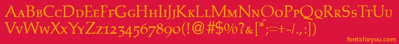 PalinocapsdbNormal Font – Orange Fonts on Red Background