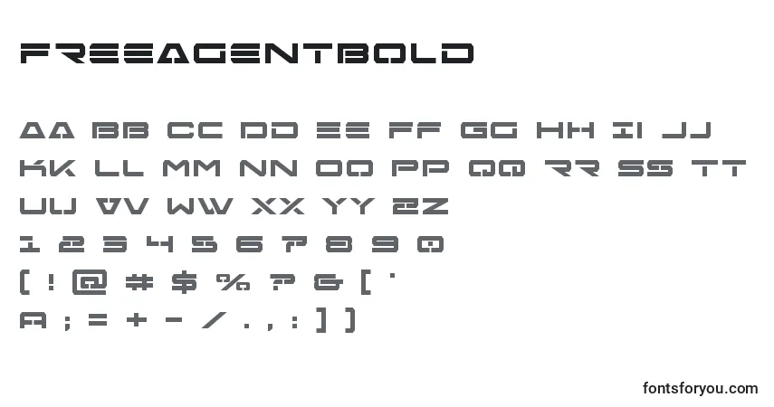 Шрифт Freeagentbold – алфавит, цифры, специальные символы