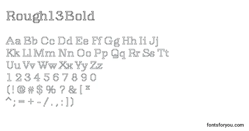 Schriftart Rough13Bold – Alphabet, Zahlen, spezielle Symbole