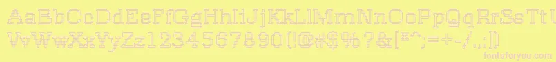 Rough13Bold-fontti – vaaleanpunaiset fontit keltaisella taustalla