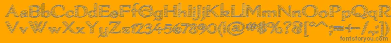 Pamelorii-Schriftart – Graue Schriften auf orangefarbenem Hintergrund