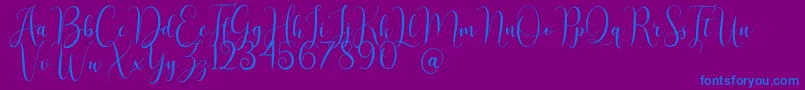 AsyielaDemo-Schriftart – Blaue Schriften auf violettem Hintergrund